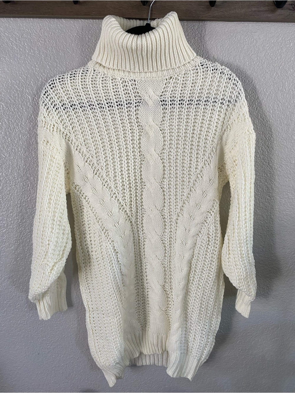 Fashion Nova Cream Cable Knit Turtleneck Sweater